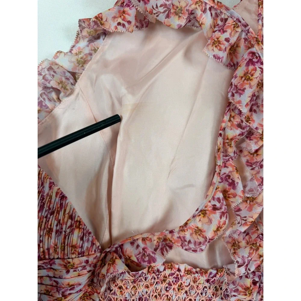 Amur Women's Caelynn Floral Smocked Ruffle Cross Back Top Size‎ XS